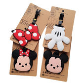 创意行李牌卡通米奇米妮蝴蝶结手套软胶旅行托运挂饰可爱吊牌DIY