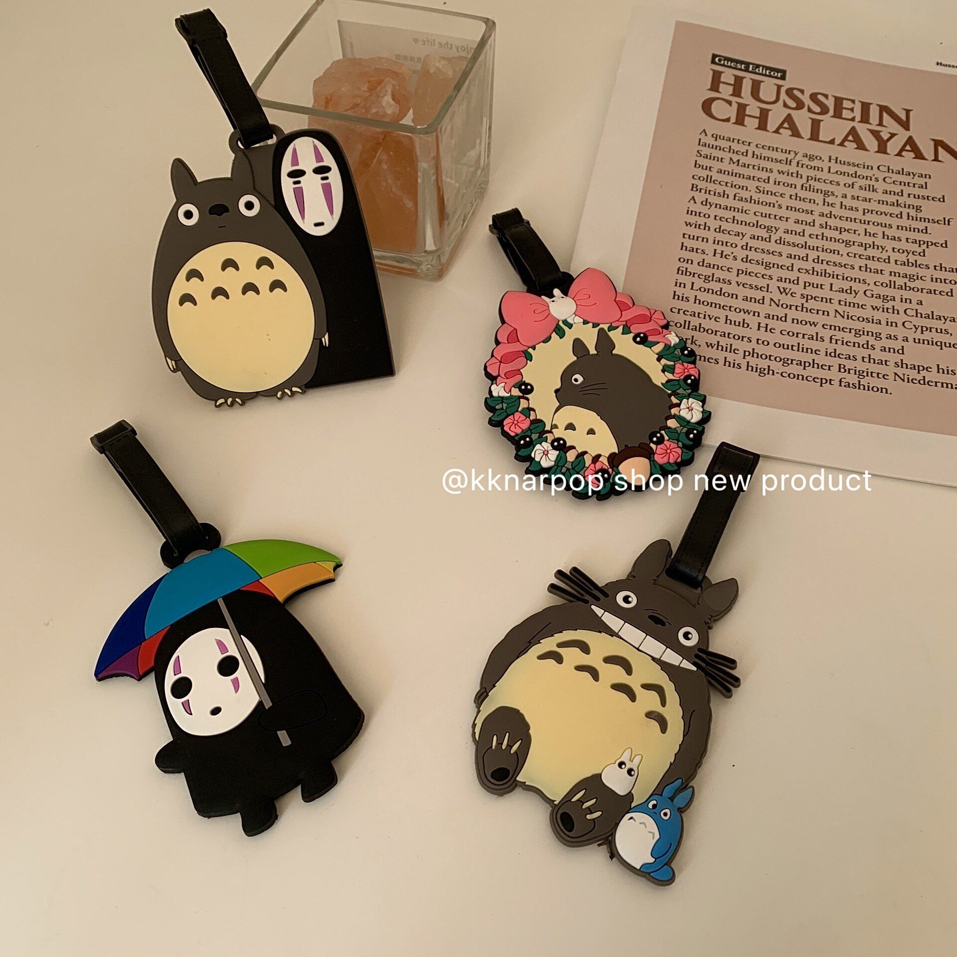 千寻~龙猫旅行箱登机牌配件可爱ins风创意 pvc软胶无脸男箱包挂件
