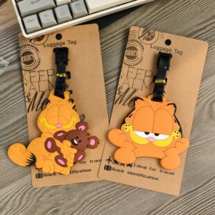 ins卡通可爱趣味加菲猫行李牌箱包登机牌托运识别吊牌挂饰diy旅游