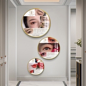 新款 眉眼唇挂画美甲美睫美容院装 饰画半纹N绣海报圆形墙壁宣传
