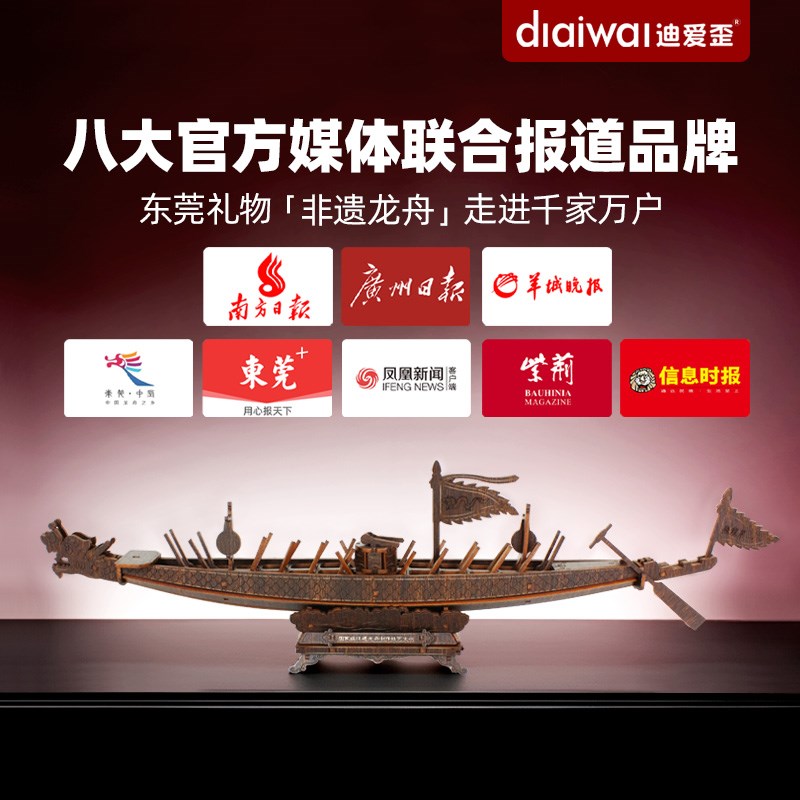 迪爱歪文创非遗龙舟船q摆件端午节商务礼品送客户高级感龙船纪念