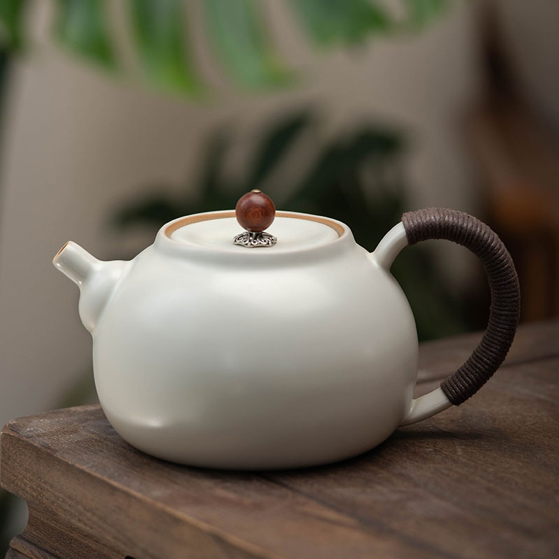 苏打釉白泥粗陶侧把壶 小号陶瓷养生壶烧水壶S煮茶壶炭炉黑晶炉