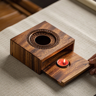 木制蜡烛温茶器玻璃暖p泡茶炉花茶壶公道杯加热底座中式保温温酒