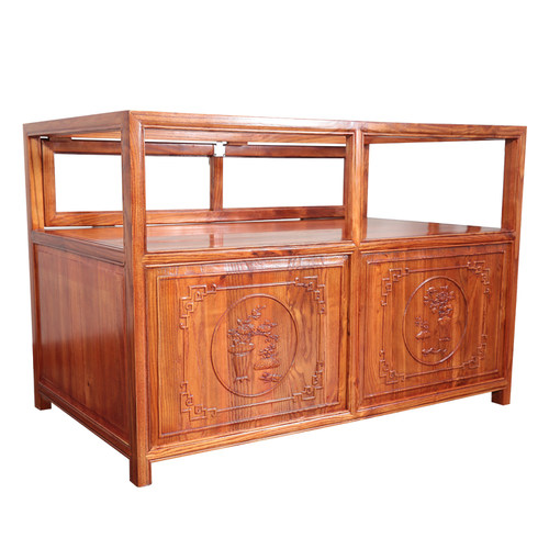 实木珠宝展示柜中式仿古榆木w首饰玉器陈列柜货柜精品展柜玻璃柜