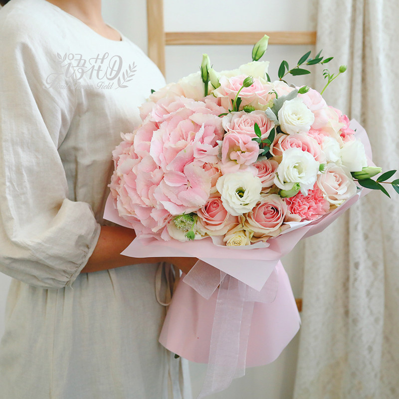 语花田韩式玫瑰绣球o花束哈尔滨同城鲜花送女朋友长辈闺蜜同事礼,鲜花速递/花卉仿真/绿植园艺,鲜花速递(同城),淘宝优惠券,粉丝福利购,淘宝优惠卷