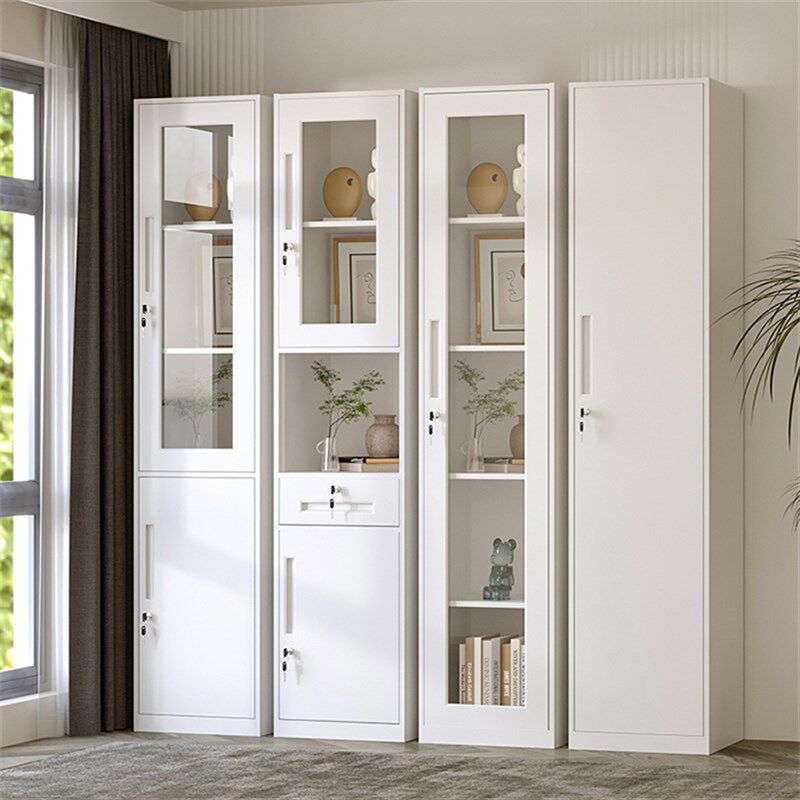 办公室文件柜资料档案铁皮柜单门4C0公分宽玻璃书柜员工带锁储物