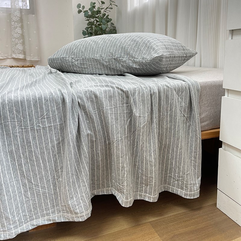色织A类裸c睡全棉天竺棉床单单件 纯棉亲肤针织棉双人1.8m床笠被