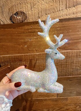 财鹿摆件钻家居售楼处装饰品动物高档奢华客O厅酒柜办公室摆件送