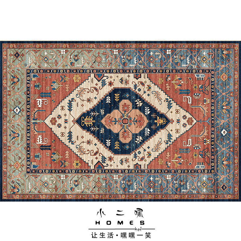 加厚仿羊绒地毯美式复古民族风客厅茶几毯L摩洛哥卧室床边毯土耳