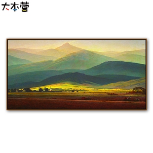 巨人山diy数z字油彩画沙发背景装 饰壁画风景油画 大幅横版 大本营