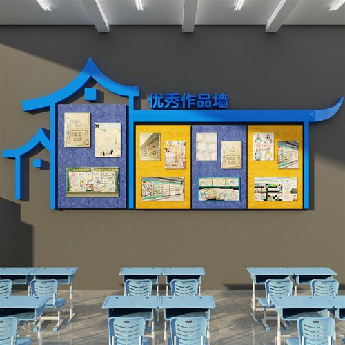 教室布置装饰班级文化黑板报毛毡墙面贴学习园地作品Z展示公告栏