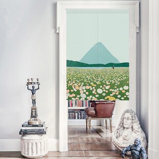 风景手绘厨房门帘卧室布帘隔断帘简易窗I帘柜子帘遮挡帘防尘免打
