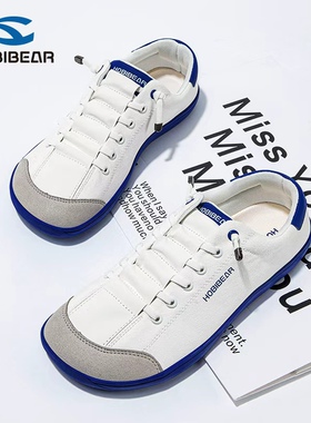 HOBIBEAR男鞋2025春秋新款黑色男士宽头鞋4e宽楦赤足鞋男款平底鞋