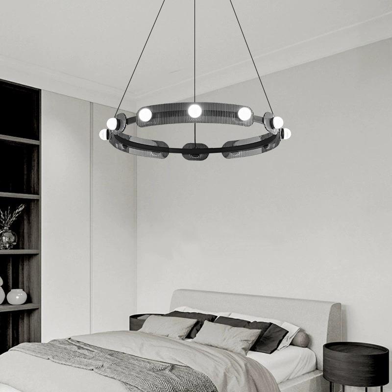 意式极简客厅吊灯现代简约北欧设计感玻璃餐厅灯卧室圆环大厅灯具