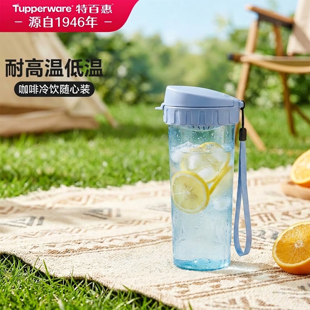 特百惠500ml茶韵塑料户外专用夏日高颜值男女孩便携随手水杯