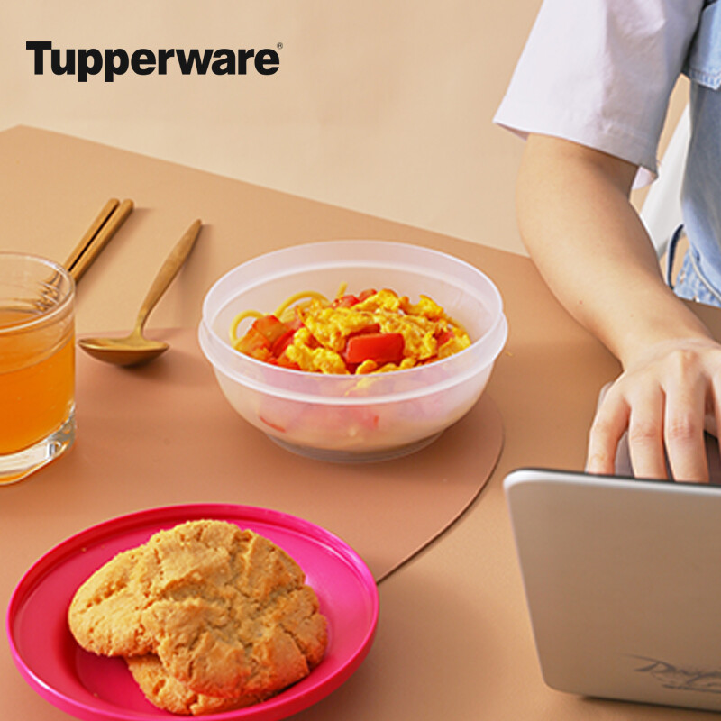 特百惠美食套碗750ml密封冰箱冷藏保鲜盒水果沙拉零食收纳盒圆罐