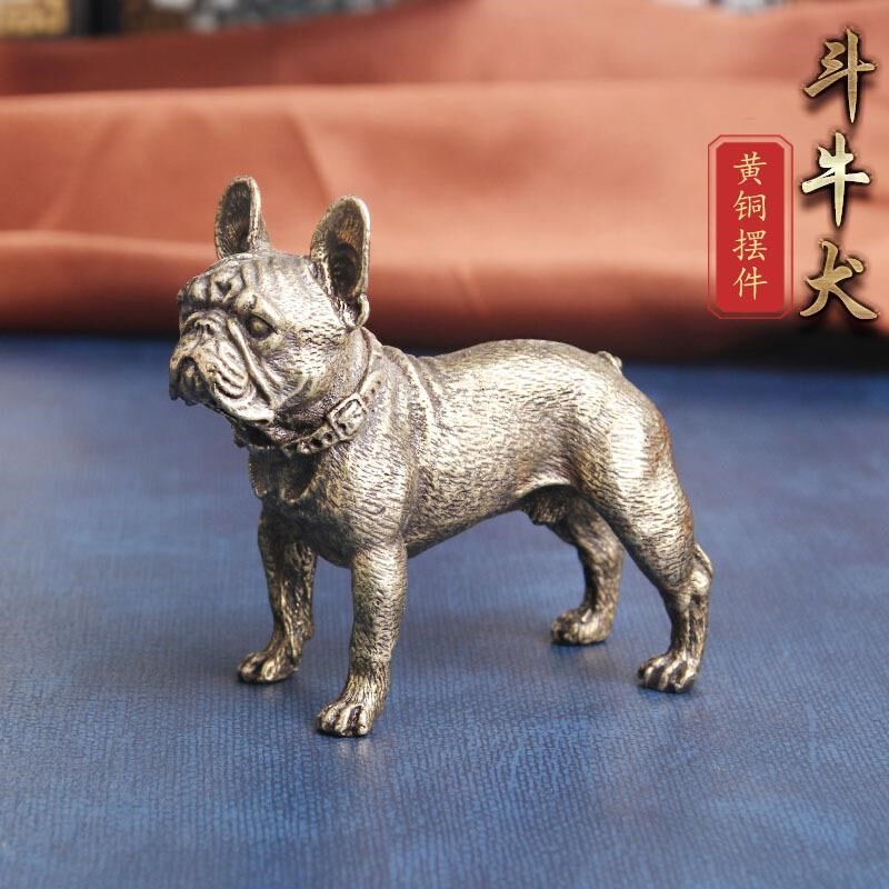法斗摆件法斗犬摆件黄铜斗牛犬桌面摆件生肖N狗铜雕摆饰法斗癞皮
