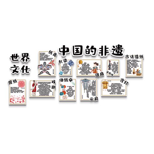 中国非遗文化墙面传统主题幼儿园环F创半成品教室氛围布置装饰场