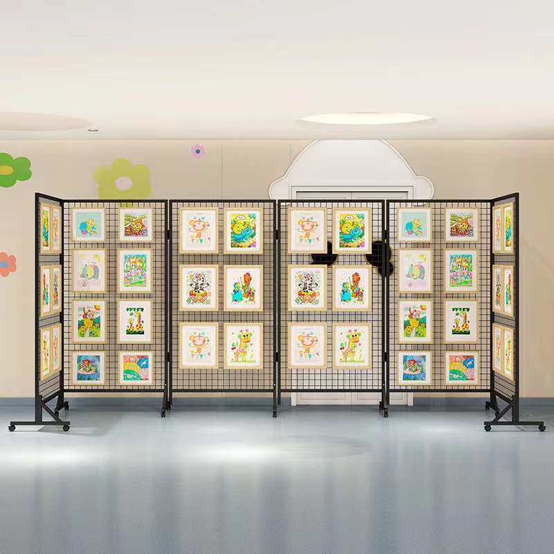 折叠网格展e示架画展画室幼儿园作品展示架移动展览架户外美术展