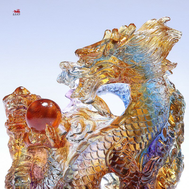 琉璃双龙戏珠笔h筒摆件中式书房办公室桌面装饰实用工艺品创意礼,家居饰品,装饰摆件,淘宝优惠券,粉丝福利购,淘宝优惠卷