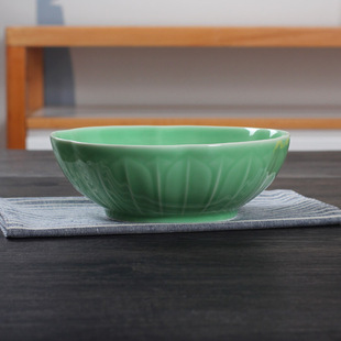 包邮 龙c泉青瓷8英寸汤碗面碗陶瓷大号碗微波炉餐具拉面碗汤粉碗