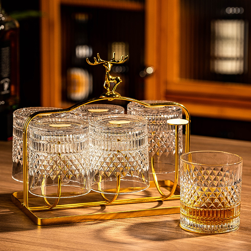 威士忌酒杯洋酒杯高级感套u装家用水晶玻璃杯子啤酒杯轻奢高档新