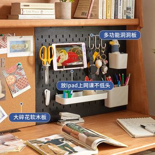 组.合电脑桌 实木学习桌家用书桌书架一体卧室双人学生写字台日式