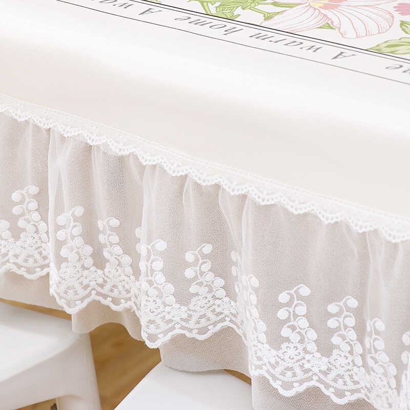 桌布防水防油免洗蕾丝正方形w餐桌台布茶几垫家用客厅高级感麻将