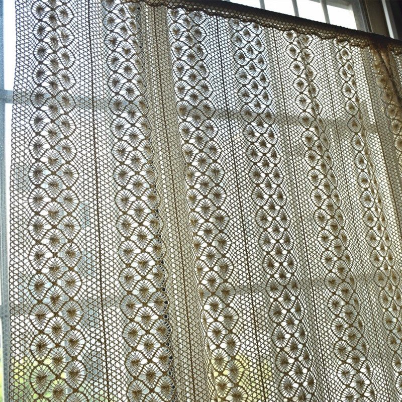 美式仿钩针拼接窗帘s田园镂空客厅阳台卧室飘窗居家布艺