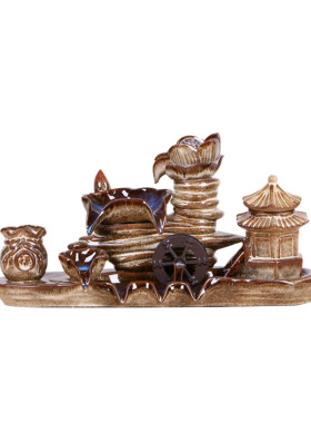 陶瓷鱼缸自动循环流水器室内喷泉B瀑养鱼缸鱼盆增氧布装饰造景摆