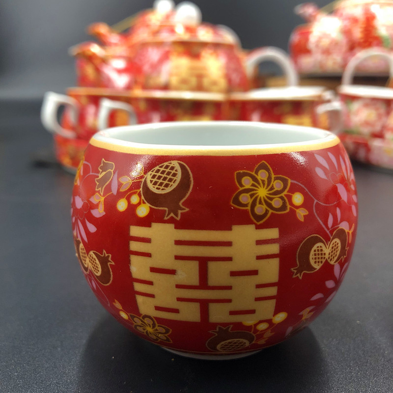 结婚婚庆用品港式新m人敬茶杯套喜碗传统习俗新娘嫁妆陶瓷茶具套