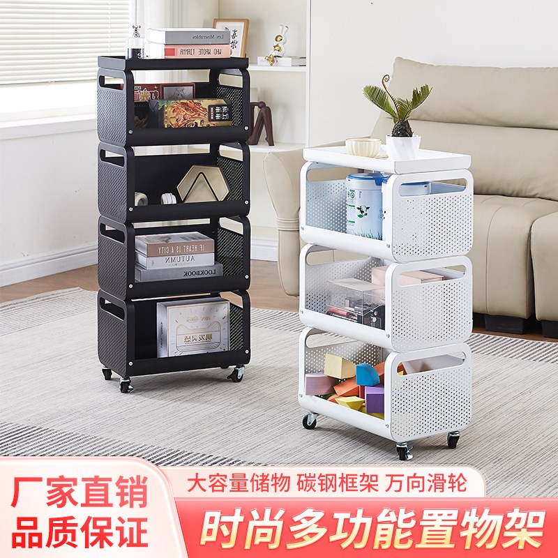 2024c热销厨房置物架特厚款多层果蔬菜篮子多功能收纳小推车带轮