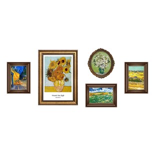 复古沙发x背景墙挂画梵高油画中古艺术组合壁 饰画法式 美式 客厅装