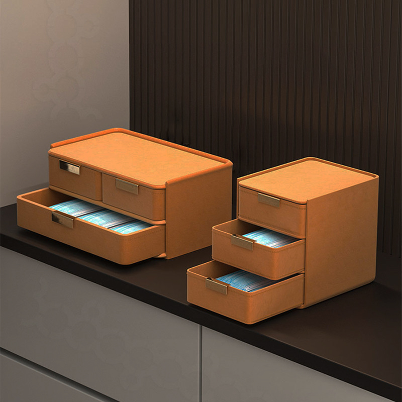 欧式卧室家用抽屉j式桌面收纳盒多层玄关口罩收纳储物盒杂物整理