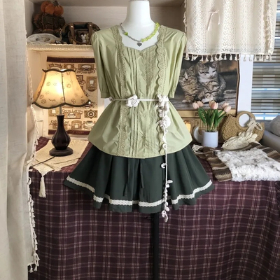 法式复古优雅宽松显瘦衬衫小众设计短袖上衣半身短裙两件套装女夏