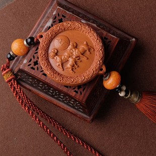 桃木三羊开泰三阳开泰车挂件饰品木雕生肖羊发财羊