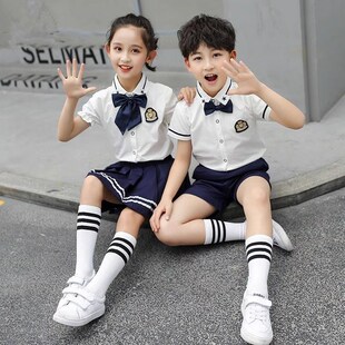 毕业照合唱服装 班服夏季 英伦学院风小学生校服套装 幼儿园园服夏装