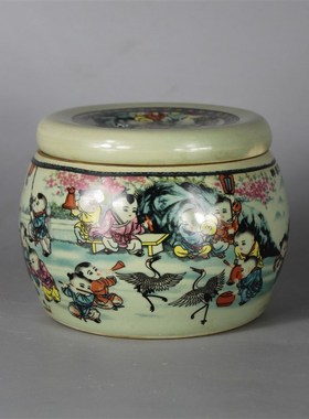 景德镇仿古陶瓷同治粉彩群婴戏图蛐蛐罐盖罐家居装饰展柜摆件收藏