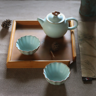 手工汝窑茶壶单壶家用景德镇仿古陶瓷礼品汝瓷茶具瓷器开片冰裂釉