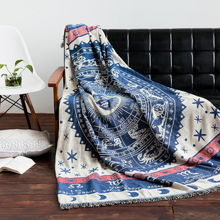 全盖防滑双面布艺沙发巾几何春夏纯棉多功能针织线毯休闲盖布地毯