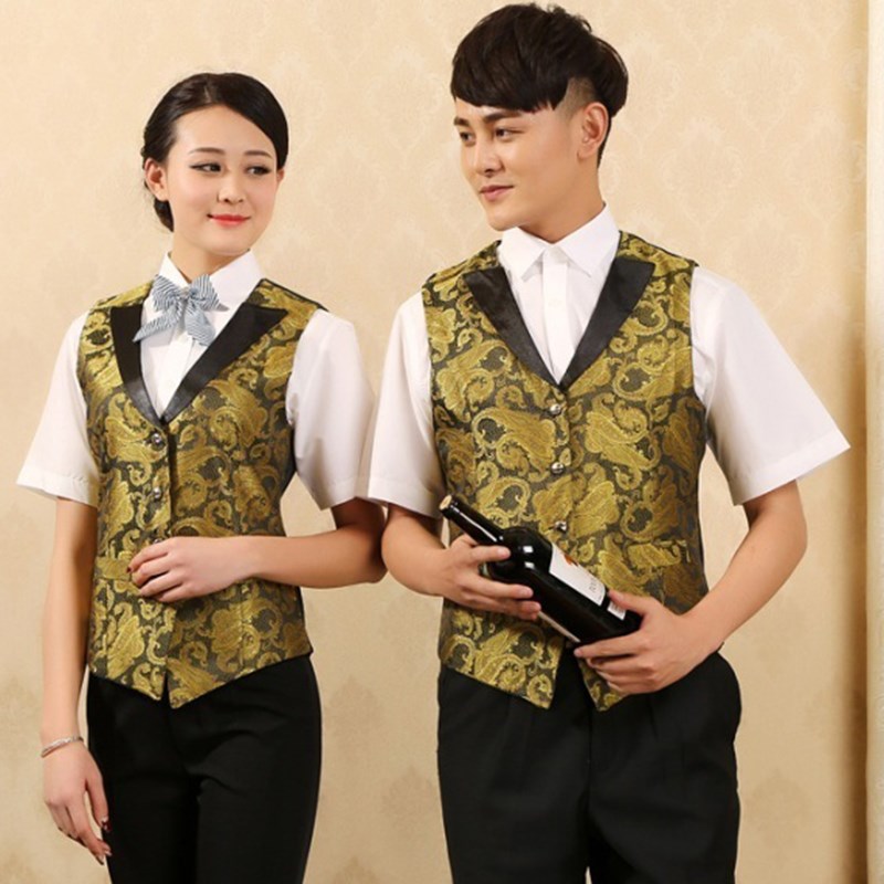 酒店工作服KTV.饭店餐厅酒吧服务员(男女马甲.衬衫.裤.领结套装)