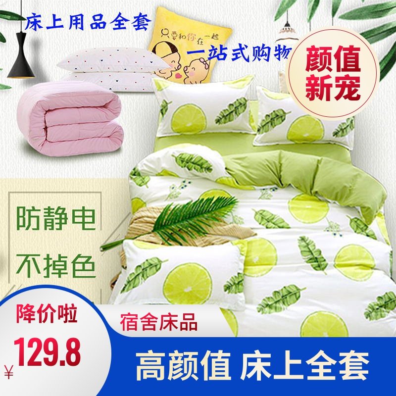 床上四件套带送加厚保暖被子被芯枕头枕芯双人单人宿舍用品全套装,床上用品,化纤被,淘宝优惠券,粉丝福利购,淘宝优惠卷