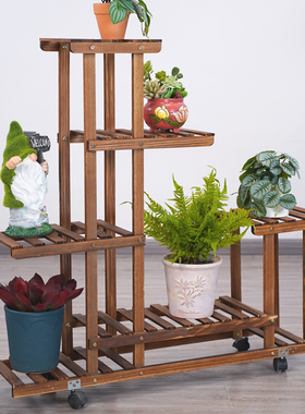 辈辈爱实木阳台多层花架子室内客厅落地花盆植物架置物鞋架