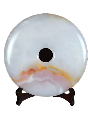 天然红花冰玉石镇宅保佑保平安办公室客厅玉扣和氏璧家居装饰礼品