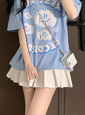 灰色百褶裙女夏2022年新款半身裙短裙高腰显瘦学院风小个子a字裙