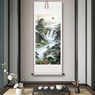 佚名《旭日东升》竖版茶室客厅玄关装饰挂画玄关高清卷轴字画