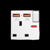 86暗装 一开三孔双USB英标英规专用插座白色13A三插带开关面板插座