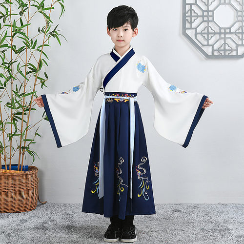 汉服男童儿童古装中国风少爷国学服古风男女童诗歌朗诵套装演出服