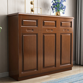 中式 柜阳台储物柜客厅隔断柜门厅柜大容量玄关柜木质收纳柜 实木鞋