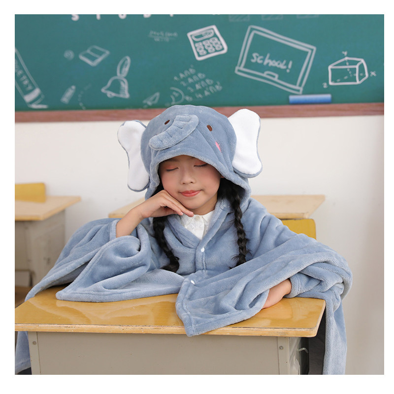午睡毯小学生儿童毯子斗篷午休神器学生教室用单人加厚披肩毛绒毯